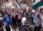 Miembros de la comunidad palestina en Bogotá, junto con centenares de personas solidarias con el drama de este pueblo, protestaron frente a la embajada de Israel contra los bombardeos en Gaza - Foto: Omar Vera