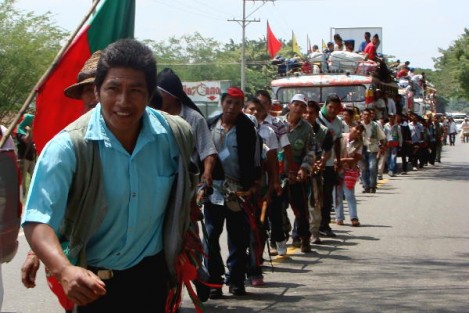 Movilización indígena entre Jamundí y Cali precedió a la apertura del Congreso Nacional de Tierras, Territorios y Soberanía - Foto: Camila Ramírez