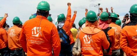 Los obreros de Puerto Gaitán declararon la huelga contra la multinacional Pacific Rubiales Energy - Foto: Camila Ramírez