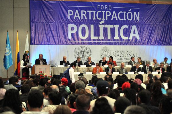 Foro de participación política organizaco por Naciones Unidas y la Universidad Nacional, previo a los acuerdos en La Habana sobre ese punto- Foto: Véala