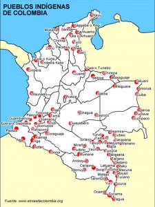 Mapa de los pueblos indígenas en Colombia - Diseño: OCHA Colombia