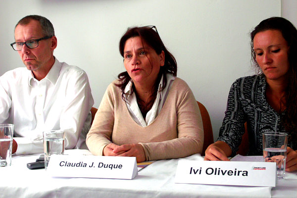 De izquierda a aderecha Johan Schmidt, Claudia Julieta Duque e Ivi Oliveira - Foto: Marcela Zuluaga.