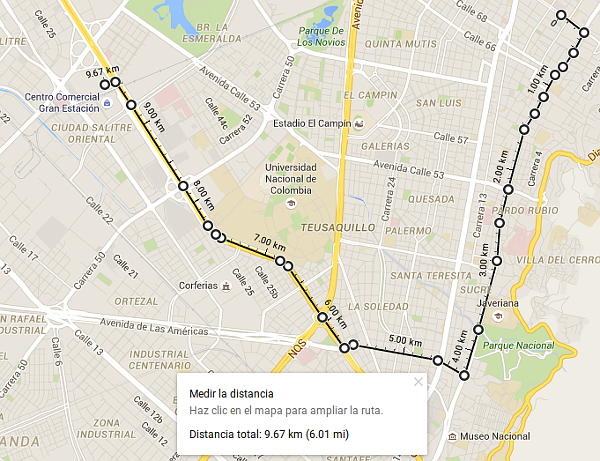 Recorrido de la marcha de maestros y estudiantes.