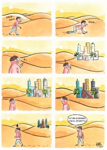 "Desierto". Caricatura: Átomo Cartún.