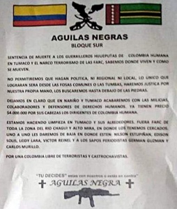 Panfleto de las Águilas Negras.