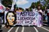 Los manifestantes rechazaron el asesinato de Astrid Conde, excombatiente de la FARC. Foto: Leidy Benítez